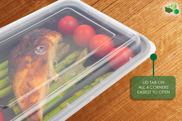 1 Compartment BPA Free Meal Prep Containers with Clear Lids. 10 pack [38 Fl. Oz/ 1.1L]