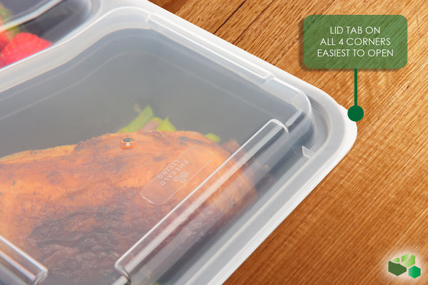 2 Compartment BPA Free Meal Prep Containers with Clear Lids. 10 pack. [30 Fl. Oz/800mL]