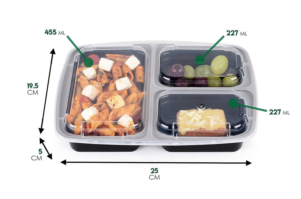3-Compartment Meal Prep Containers (3-Pack) – EcoPreps